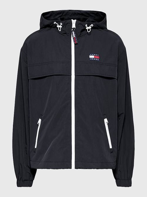 Tommy Hilfiger Hooded Chicago Windbreaker Ženske Jakne Črna | TH523ZYL