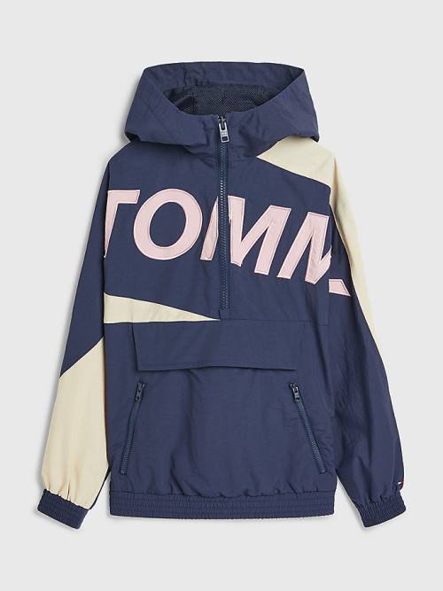 Tommy Hilfiger Hooded Logo Chicago Windbreaker Fantje Jakne Modra | TH465RXA