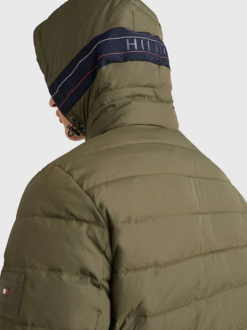 Tommy Hilfiger Hooded Tape Puffer Moški Jakne Kaki | TH094UJK