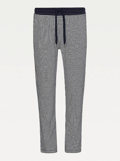 Tommy Hilfiger Houndstooth Jacquard Tapered Joggers Ženske Hlače Modra | TH780ZNY