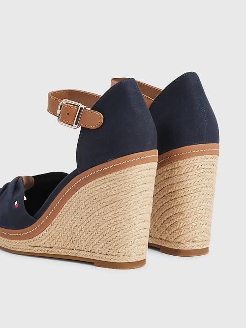 Tommy Hilfiger Iconic High Wedge Espadrille Ženske Sandali Modra | TH198GPW