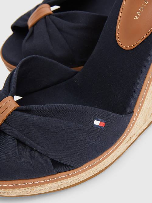 Tommy Hilfiger Iconic High Wedge Espadrille Ženske Sandali Modra | TH198GPW