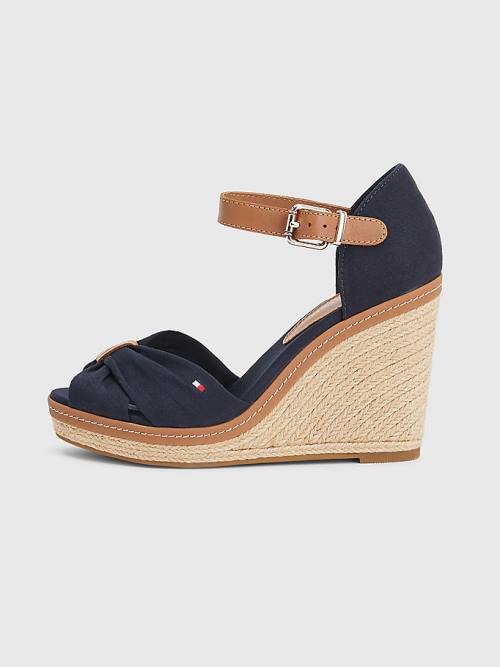 Tommy Hilfiger Iconic High Wedge Espadrille Ženske Sandali Modra | TH198GPW