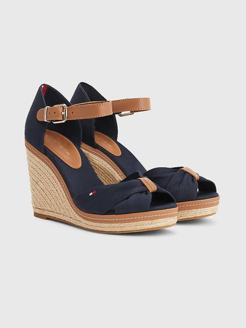 Tommy Hilfiger Iconic High Wedge Espadrille Ženske Sandali Modra | TH198GPW