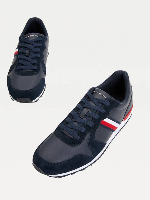 Tommy Hilfiger Iconic Leather Retro Running Moški Superge Modra | TH140CDU