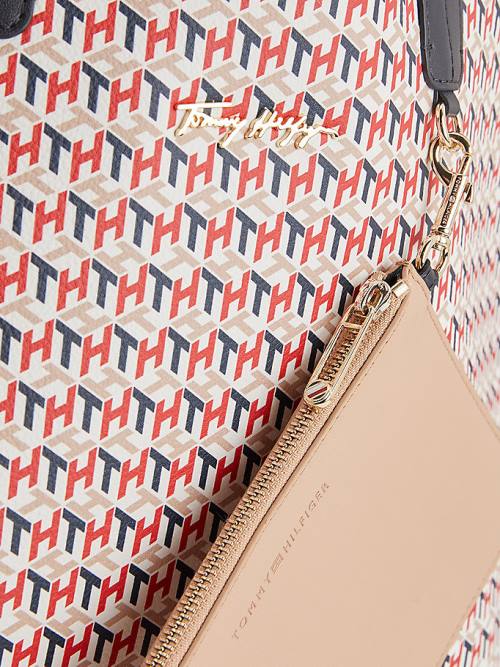 Tommy Hilfiger Iconic Monogram Signature Tote Ženske Torbice Rdeča | TH352EYU