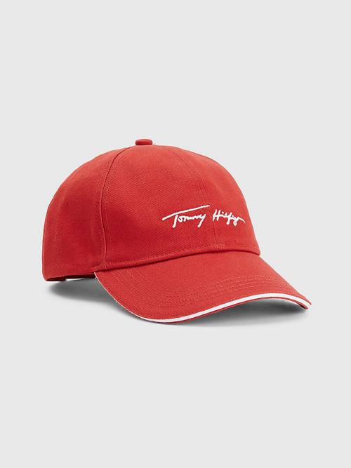 Tommy Hilfiger Iconic Signature Logo Cap Ženske Kapa Rdeča | TH153SYG