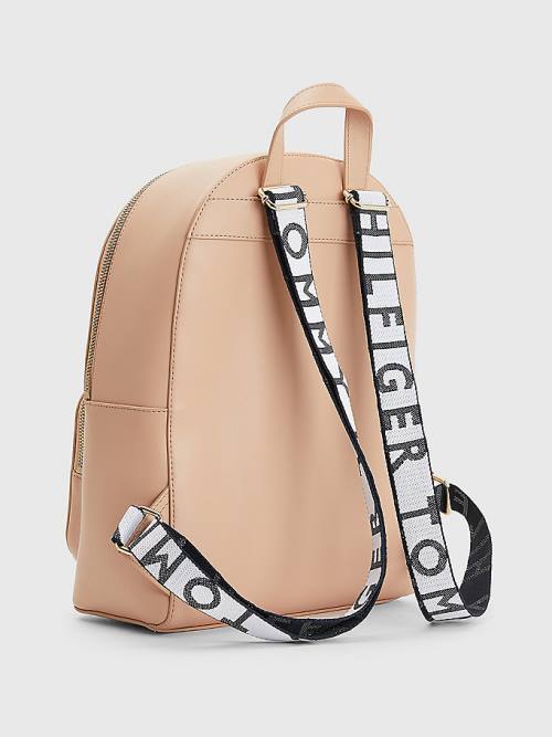 Tommy Hilfiger Iconic Signature Plaque Backpack Ženske Torbice Bež | TH839YXH