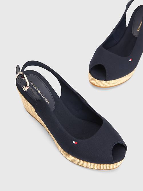 Tommy Hilfiger Iconic Slingback Espadrille Wedges Ženske Sandali Modra | TH015ROC