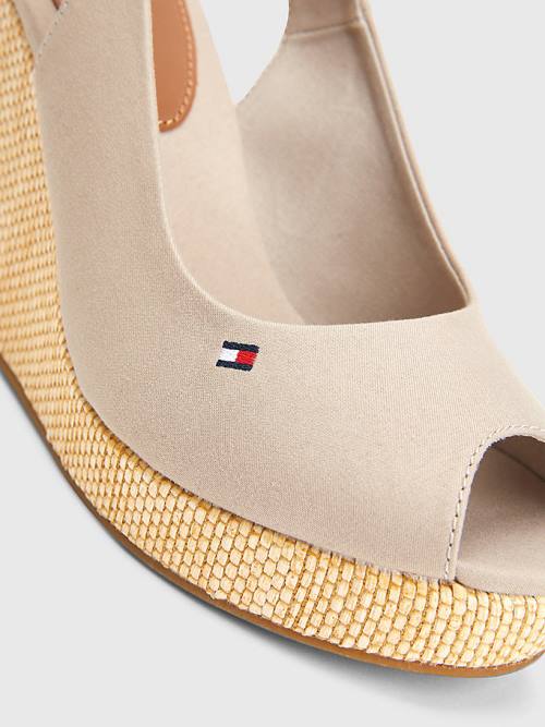 Tommy Hilfiger Iconic Slingback Espadrille High Heel Wedges Ženske Sandali Bež | TH189GJD