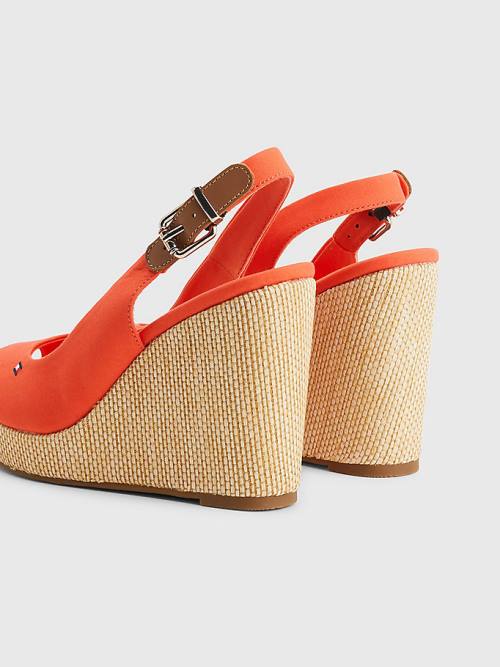 Tommy Hilfiger Iconic Slingback Espadrille High Heel Wedges Ženske Sandali Rdeča | TH348XAU