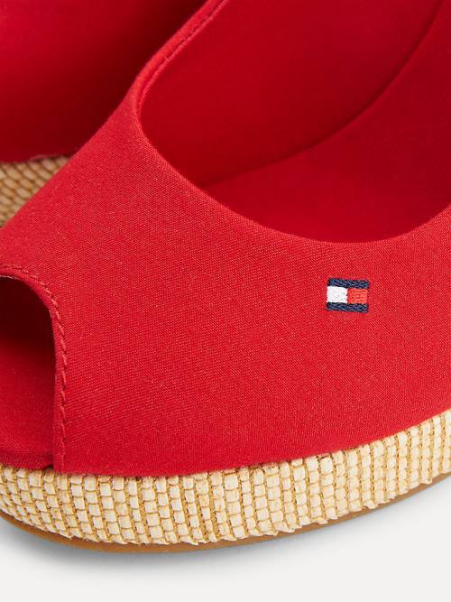 Tommy Hilfiger Iconic Slingback Espadrille High Heel Wedges Ženske Sandali Rdeča | TH468HOC