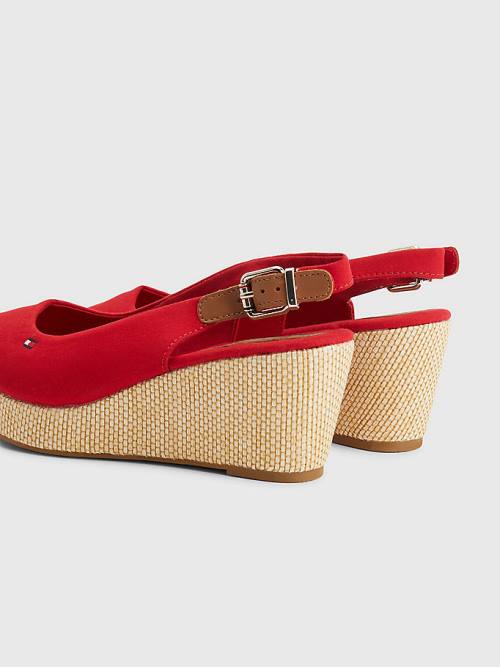 Tommy Hilfiger Iconic Slingback Espadrille Wedges Ženske Sandali Rdeča | TH478RQN