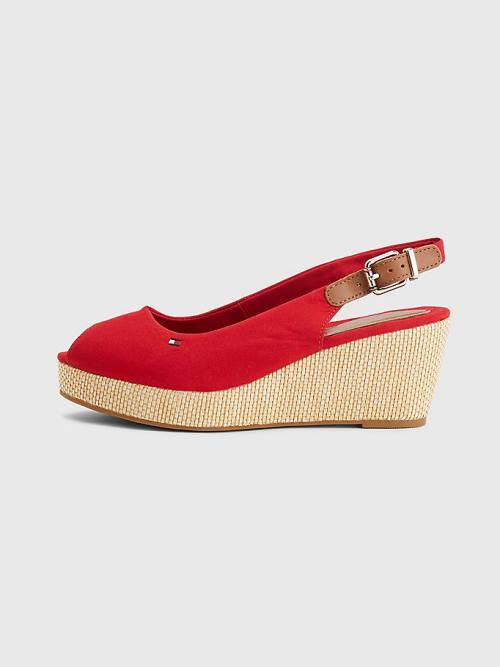 Tommy Hilfiger Iconic Slingback Espadrille Wedges Ženske Sandali Rdeča | TH478RQN