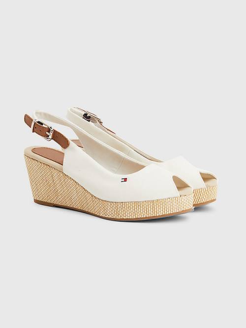 Tommy Hilfiger Iconic Slingback Espadrille Wedges Ženske Sandali Bela | TH657AKI