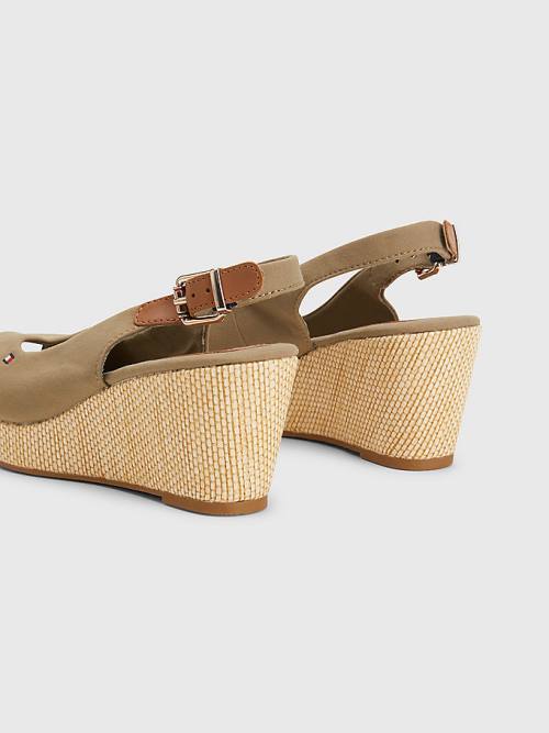 Tommy Hilfiger Iconic Slingback Espadrille Wedges Ženske Sandali Rjav | TH759NQF