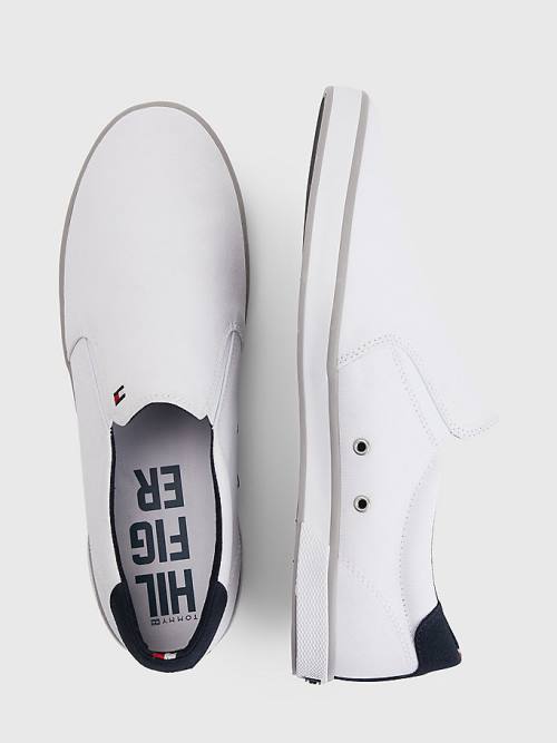 Tommy Hilfiger Iconic Slip-On Canvas Moški Superge Bela | TH083ALE