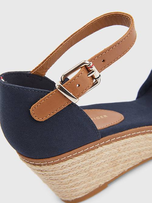 Tommy Hilfiger Iconic Wedge Espadrille Ženske Sandali Modra | TH103BCR