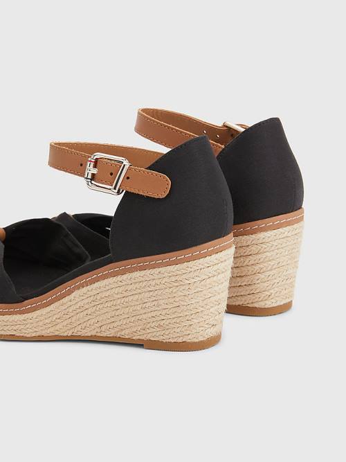 Tommy Hilfiger Iconic Wedge Espadrille Ženske Sandali Črna | TH693IQD