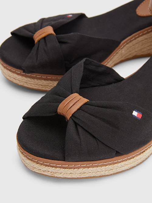 Tommy Hilfiger Iconic Wedge Espadrille Ženske Sandali Črna | TH693IQD