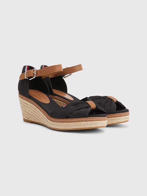 Tommy Hilfiger Iconic Wedge Espadrille Ženske Sandali Črna | TH693IQD