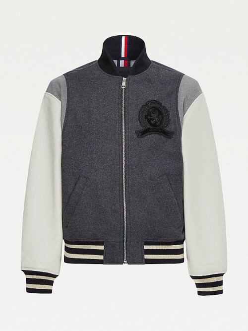 Tommy Hilfiger Icons Crest Wool Relaxed Bomber Moški Jakne Siva | TH803TWZ