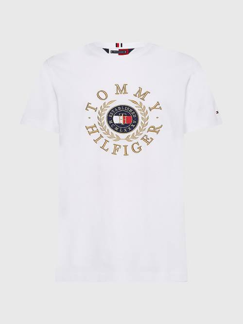 Tommy Hilfiger Icons Embroidery Moški Majice Bela | TH724OQP