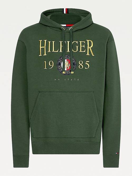 Tommy Hilfiger Icons Logo Embroidery Relaxed Fit Moški Pulover s kapuco Zelena | TH479UZW