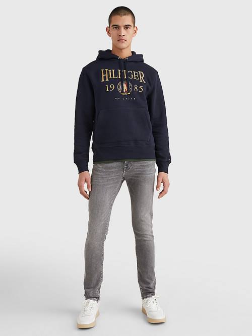 Tommy Hilfiger Icons Logo Embroidery Relaxed Fit Moški Pulover s kapuco Modra | TH532BJK