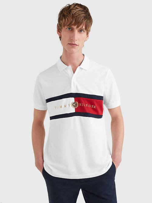 Tommy Hilfiger Icons Logo Regular Fit Moški Polo Majica Bela | TH175XER