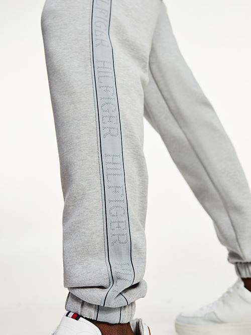 Tommy Hilfiger Intechno Knit Logo Tape Joggers Moški Hlače Siva | TH589PXV