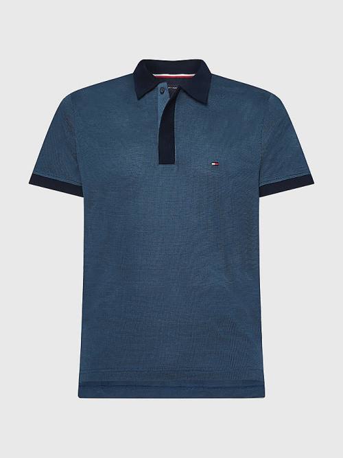 Tommy Hilfiger Jacquard Slim Fit Moški Polo Majica Modra | TH167UKP