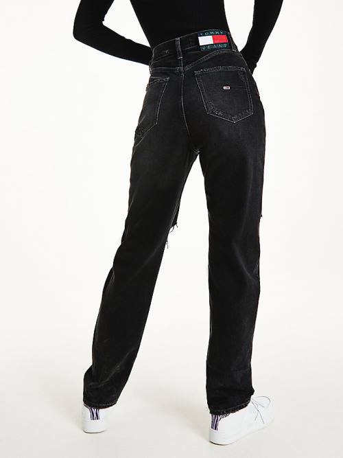 Tommy Hilfiger Julie Ultra High Rise Straight Black Distressed Ženske Kavbojke Denim | TH270GZH