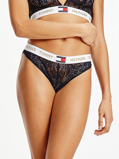 Tommy Hilfiger Lace Logo Waistband Briefs Ženske Spodnje Perilo Modra | TH012SBL