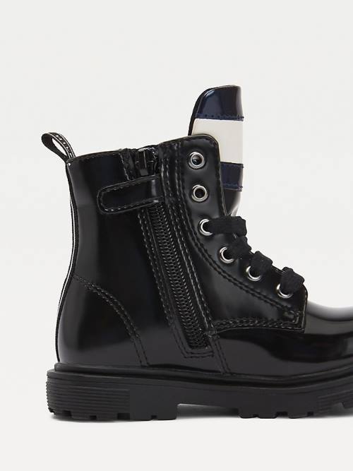 Tommy Hilfiger Lace-Up Biker Dekleta Škornji Črna | TH324DIZ