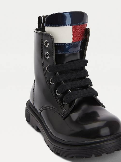 Tommy Hilfiger Lace-Up Biker Dekleta Škornji Črna | TH324DIZ