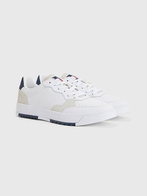 Tommy Hilfiger Leather Cupsole Moški Superge Bela | TH718NQU