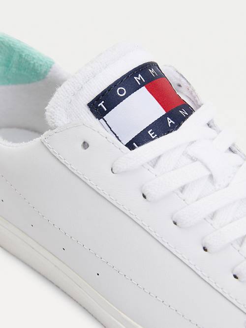 Tommy Hilfiger Leather Low-Top Ženske Superge Zelena | TH397OKX