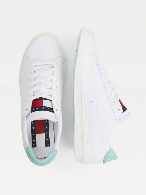 Tommy Hilfiger Leather Low-Top Ženske Superge Zelena | TH397OKX