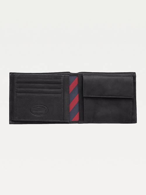 Tommy Hilfiger Leather Trifold Moški Denarnice Črna | TH456BQK