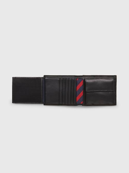 Tommy Hilfiger Leather Trifold Moški Denarnice Črna | TH456BQK