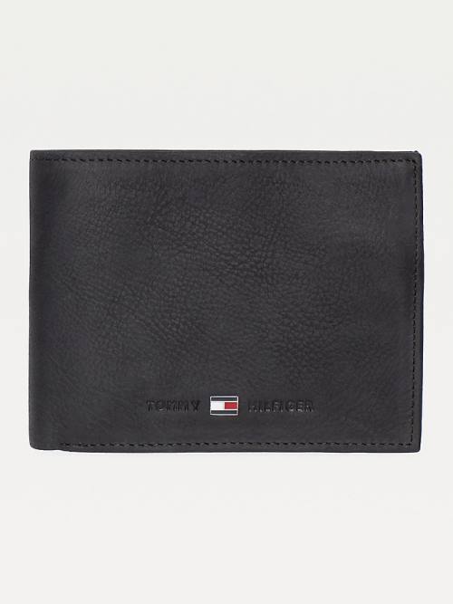 Tommy Hilfiger Leather Trifold Moški Denarnice Črna | TH456BQK