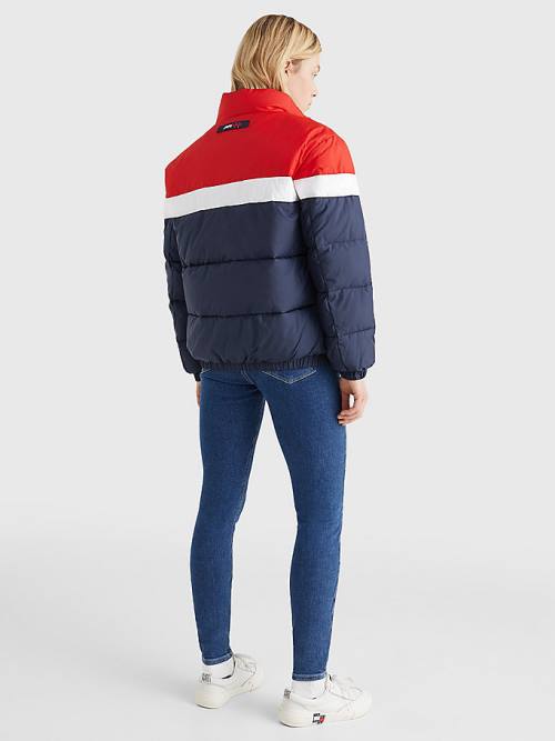 Tommy Hilfiger Lightweight Colour-Blocked Puffer Ženske Jakne Modra | TH035LAE