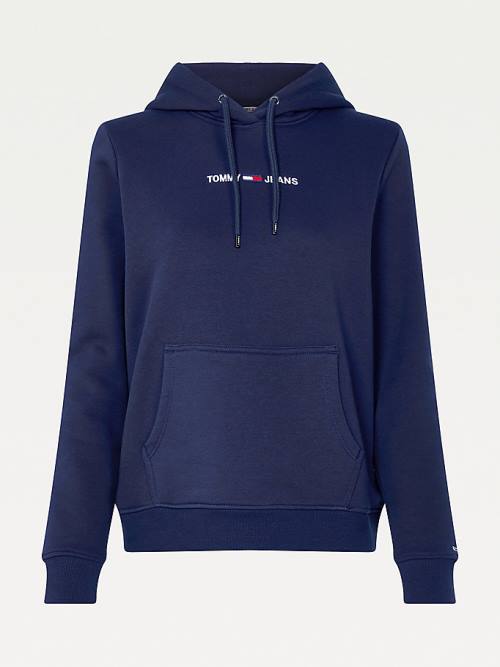 Tommy Hilfiger Linear Logo Ženske Pulover s kapuco Modra | TH346HXN