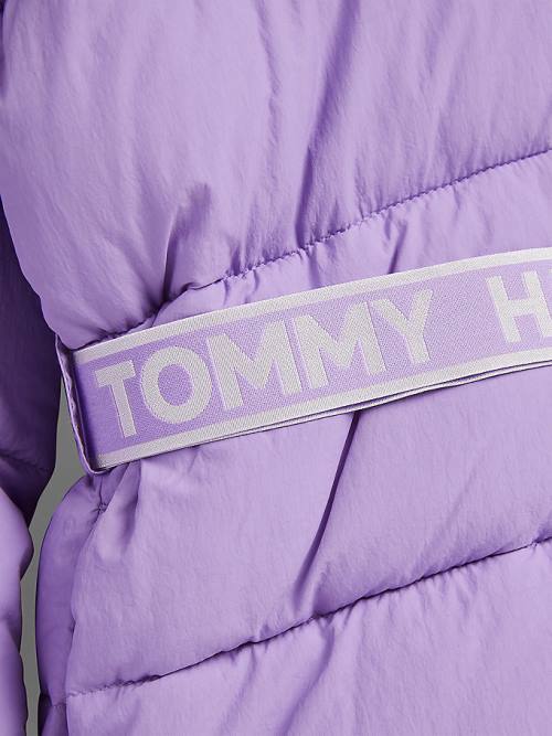 Tommy Hilfiger Logo Belt Recycled Puffer Dekleta Jakne Vijolična | TH547GNF