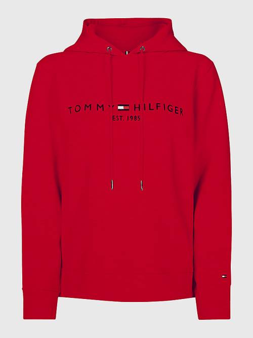 Tommy Hilfiger Logo Drawstring Regular Fit Ženske Pulover s kapuco Rdeča | TH023DCI