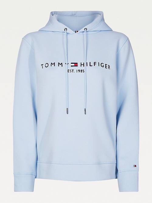 Tommy Hilfiger Logo Drawstring Regular Fit Ženske Pulover s kapuco Modra | TH170JDK