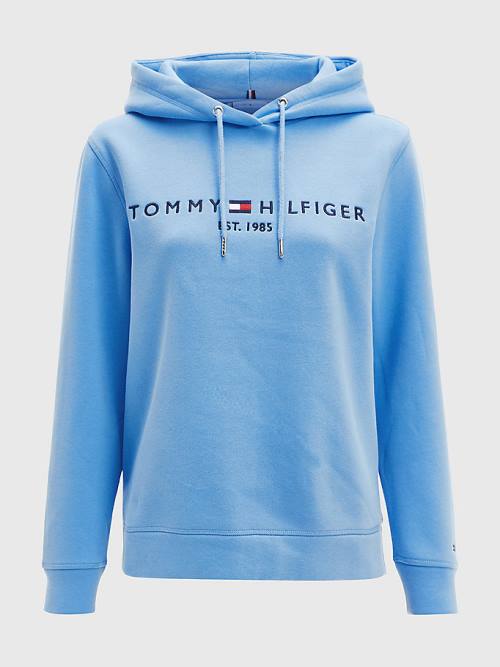 Tommy Hilfiger Logo Drawstring Regular Fit Ženske Pulover s kapuco Modra | TH536LOA