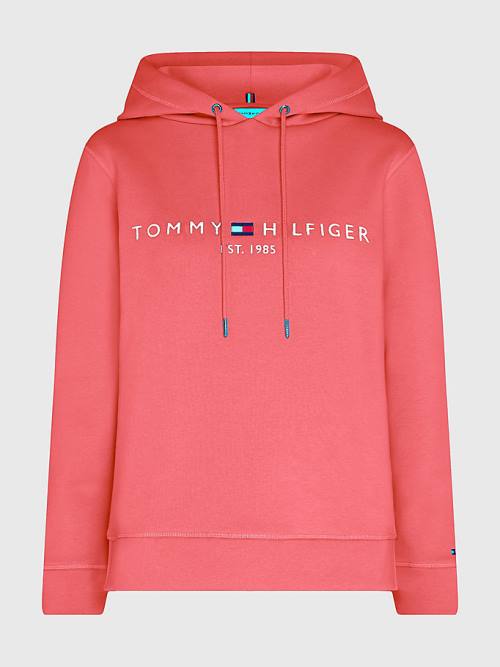 Tommy Hilfiger Logo Drawstring Regular Fit Ženske Pulover s kapuco Rdeča | TH568TBA