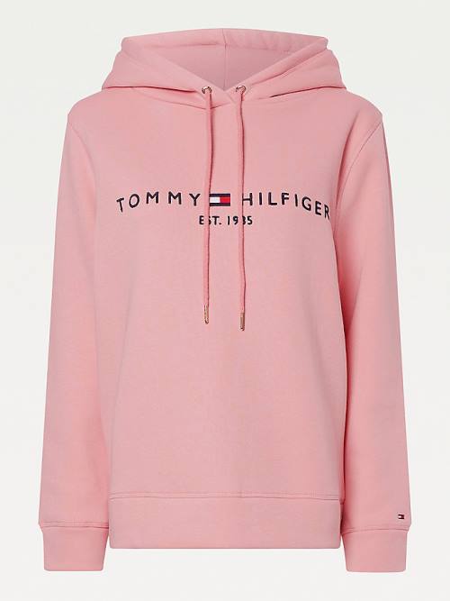 Tommy Hilfiger Logo Drawstring Regular Fit Ženske Pulover s kapuco Roza | TH697GIZ